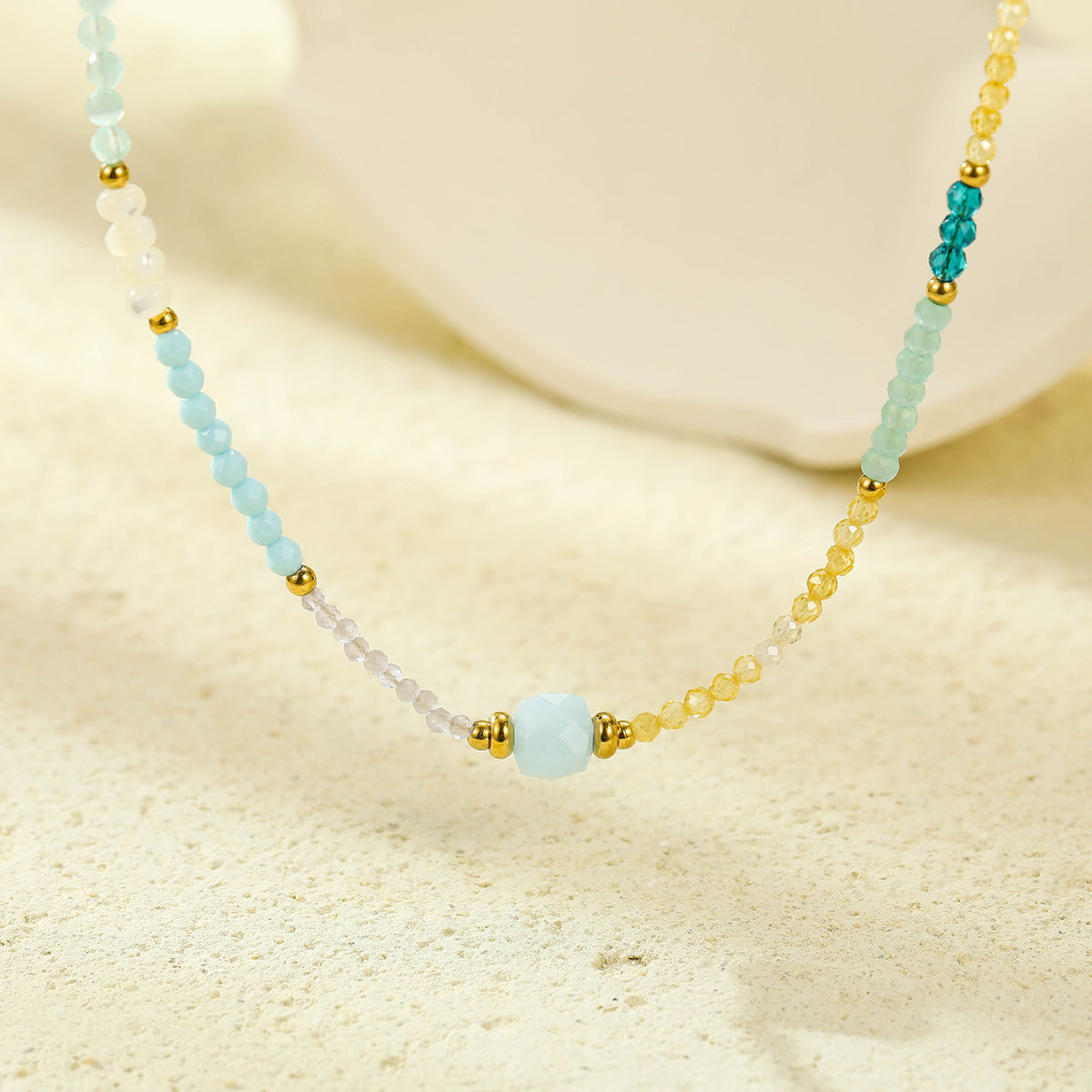 高品质淡水珍珠宝石串珠项链