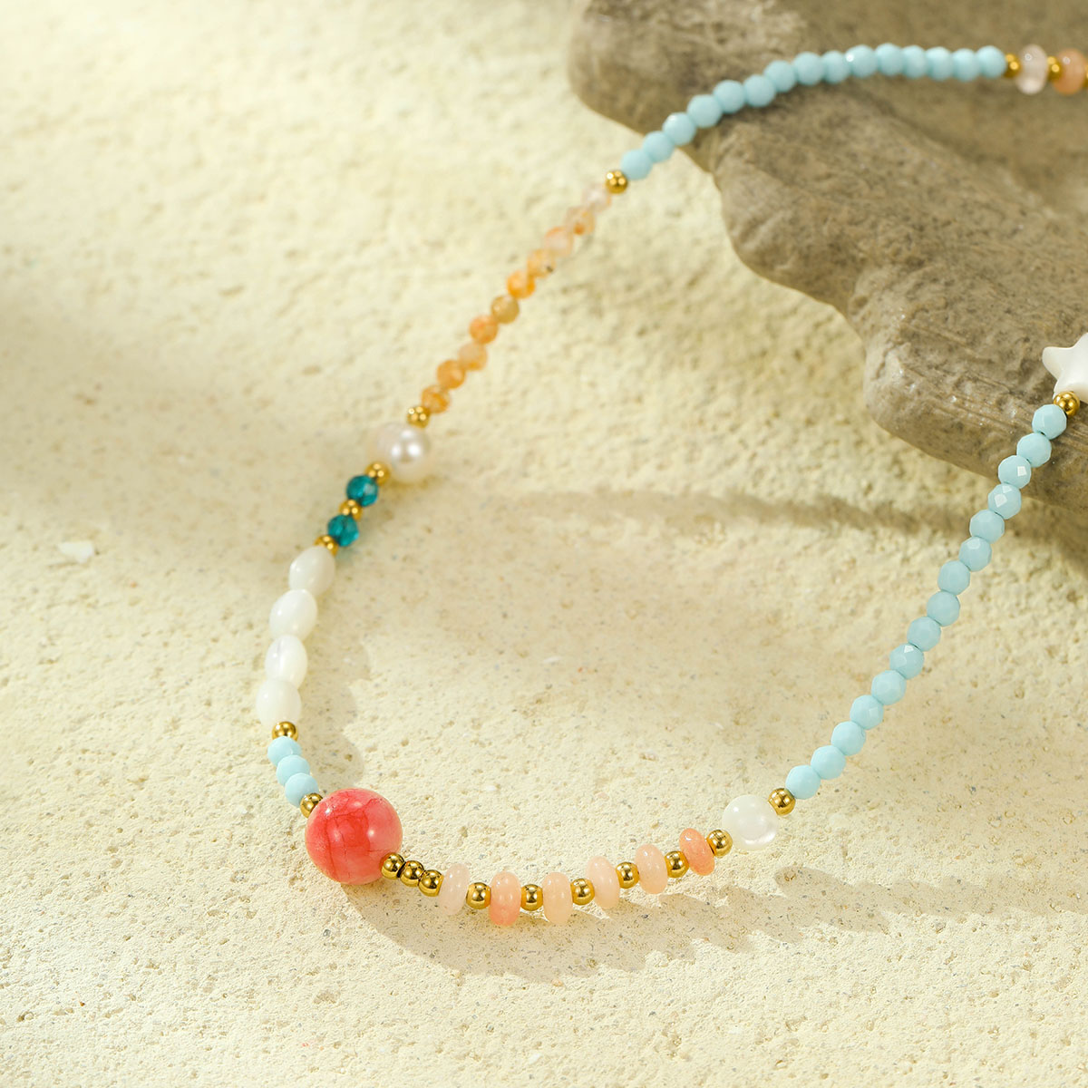 女士天然石算盘珠项链