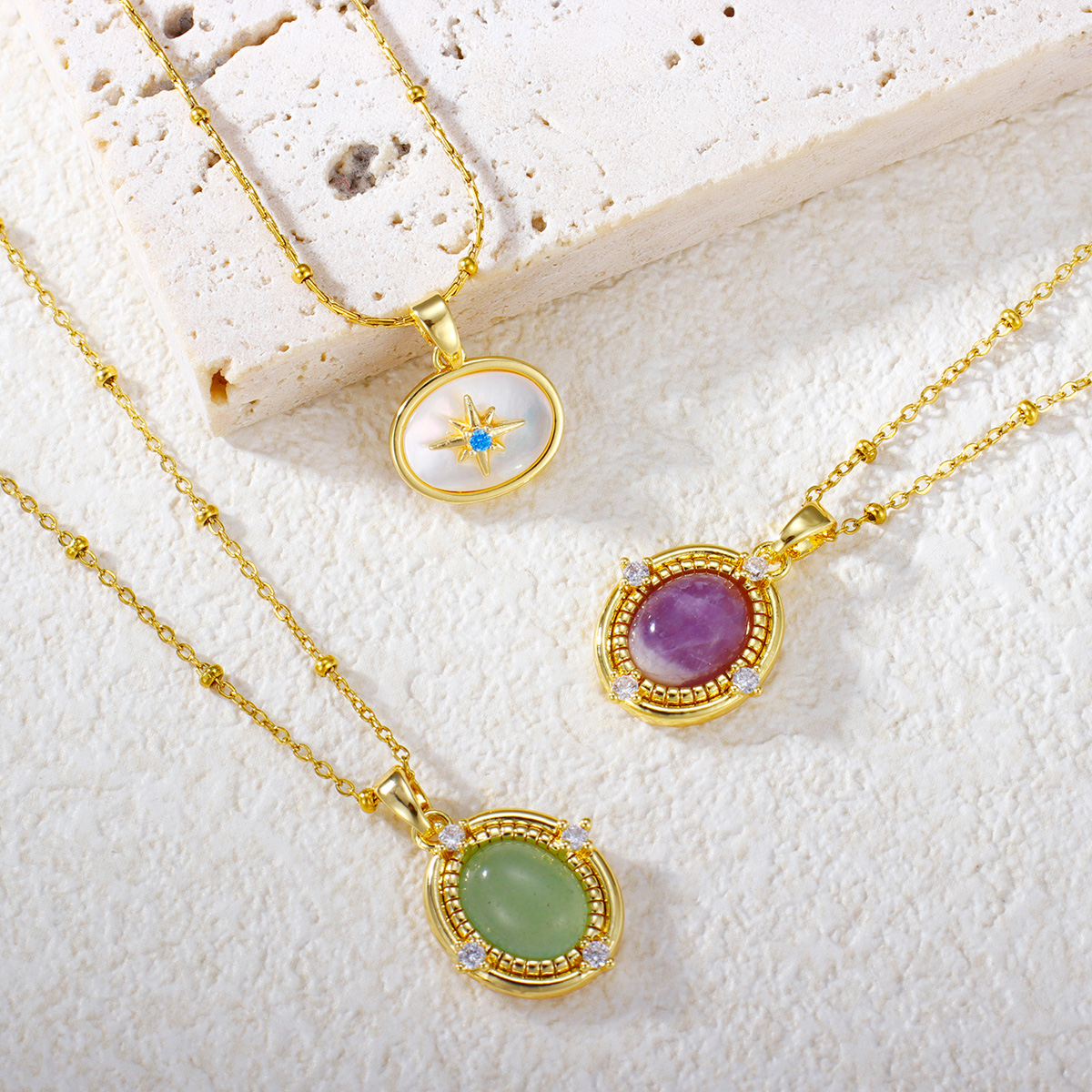 创意防水爱心水滴圆形宝石吊坠项链